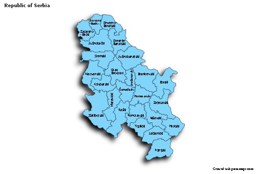 Contoh Peta untuk Republik Serbia (biru,bayangan)