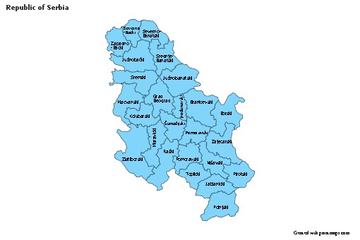 Contoh Peta untuk Republik Serbia (biru)