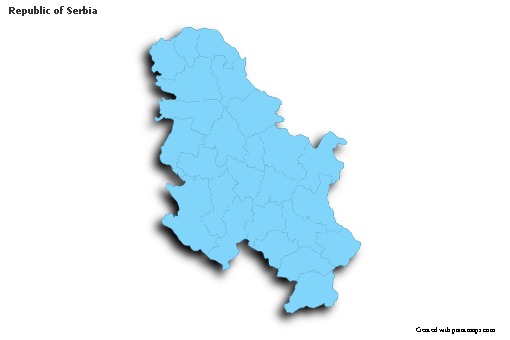 Contoh Peta untuk Republik Serbia (biru,garis luar,bayangan)