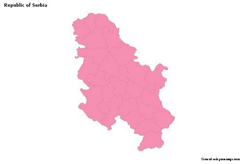 Contoh Peta untuk Republik Serbia (merah jambu,garis besar)