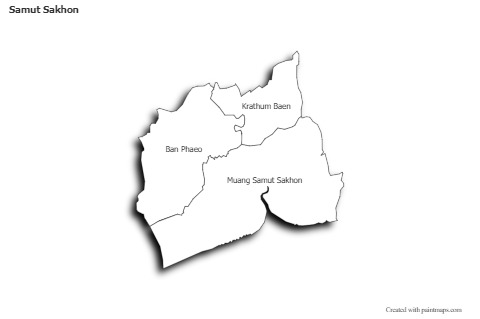 Mapas de muestra para Samut Sakhon (blanco-negro,sombrío)