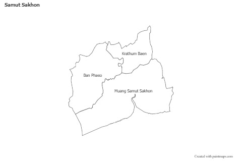 Mapas de muestra para Samut Sakhon (blanco-negro)