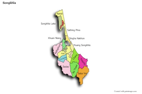 Mapas de muestra para Songkhla (coloreado,sombrío)