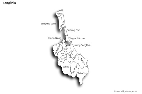 Mapas de muestra para Songkhla (blanco-negro,sombrío)