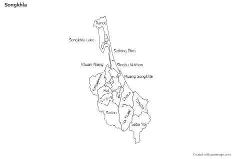 Mapas de muestra para Songkhla (blanco-negro)