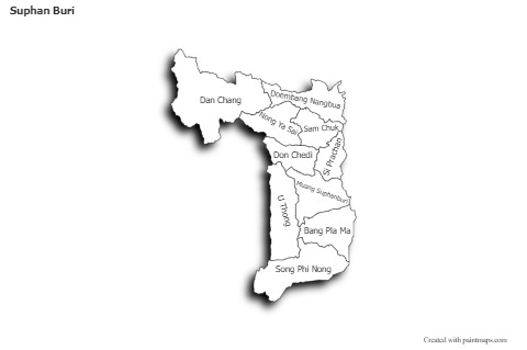 Sample Maps for Suphan Buri (black-white,shadowy)