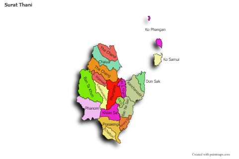 Sample Maps for Surat Thani (colored,shadowy)