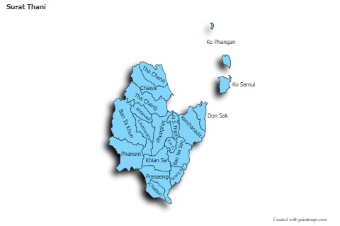 Sample Maps for Surat Thani (blue,shadowy)