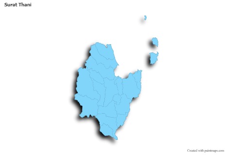 Sample Maps for Surat Thani (blue,outline,shadowy)