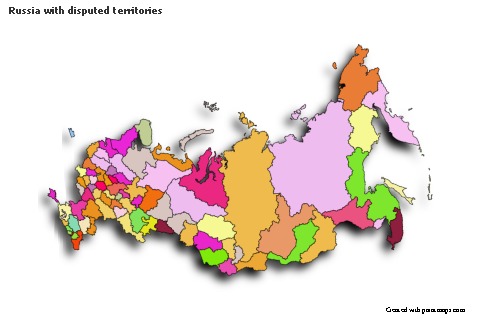Contoh Peta untuk Rusia dengan wilayah yang dipertentangkan (berwarna,bayangan)