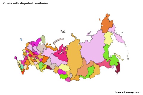Contoh Peta untuk Rusia dengan wilayah yang dipertentangkan (berwarna)