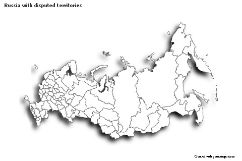 Contoh Peta untuk Rusia dengan wilayah yang dipertentangkan (hitam-putih,bayangan)