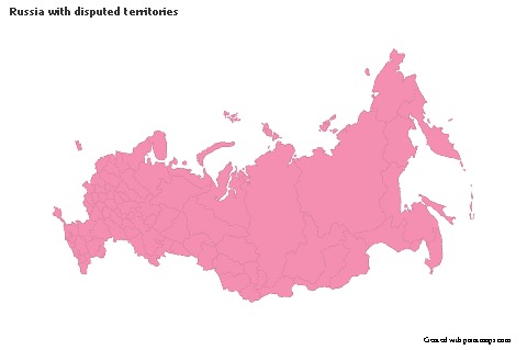 Contoh Peta untuk Rusia dengan wilayah yang dipertentangkan (merah jambu,garis besar)