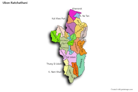 Mapas de muestra para Ubon Ratchathani (coloreado,sombrío)