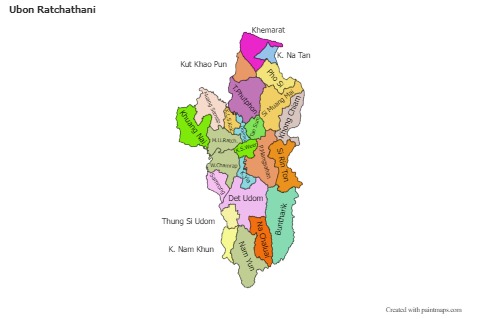 Mapas de muestra para Ubon Ratchathani (coloreado)