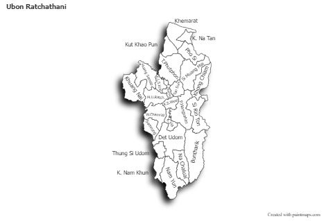 Mapas de muestra para Ubon Ratchathani (blanco-negro,sombrío)