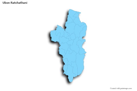 Mapas de muestra para Ubon Ratchathani (azul,contorno,sombrío)