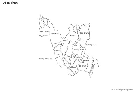Exemplos de mapas para Udon Thani (preto-branco)