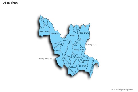 Exemplos de mapas para Udon Thani (azul,sombra)