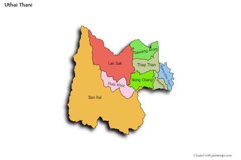 Mapas de muestra para Uthai Thani (coloreado,sombrío)