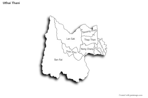 Mapas de muestra para Uthai Thani (blanco-negro,sombrío)