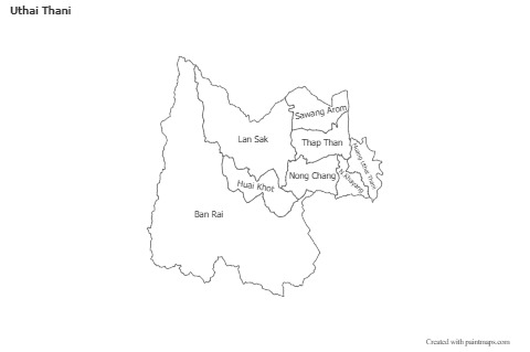 Mapas de muestra para Uthai Thani (blanco-negro)