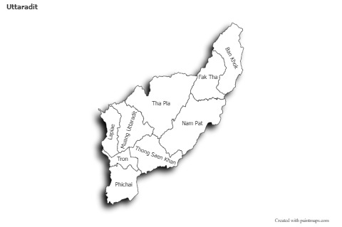 Sample Maps for Uttaradit (black-white,shadowy)