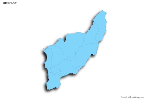 Sample Maps for Uttaradit (blue,outline,shadowy)