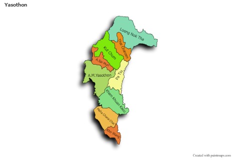 Mapas de muestra para Yasothon (coloreado,sombrío)