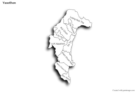 Mapas de muestra para Yasothon (blanco-negro,sombrío)