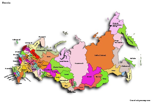 Contoh Peta untuk Rusia (berwarna,bayangan)