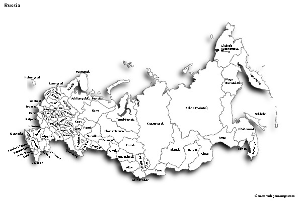 Contoh Peta untuk Rusia (hitam-putih,bayangan)