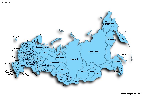 Contoh Peta untuk Rusia (biru,bayangan)