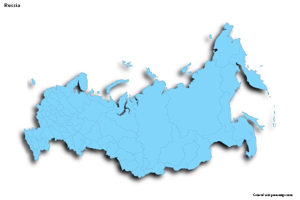 Contoh Peta untuk Rusia (biru,garis luar,bayangan)