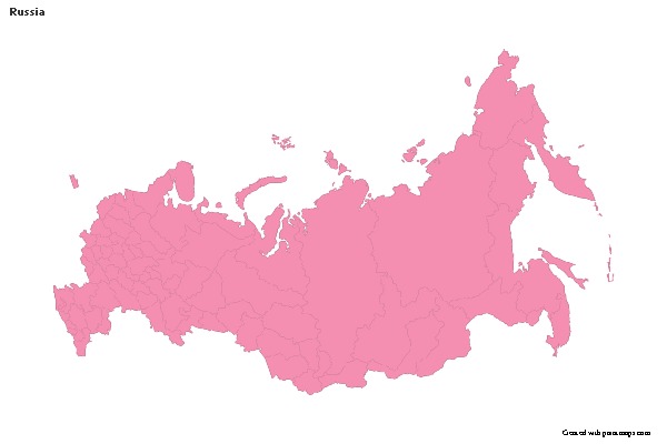 Contoh Peta untuk Rusia (merah jambu,garis besar)