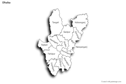 Sample Maps for Dhaka (black-white,shadowy)