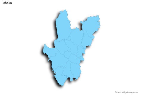 Sample Maps for Dhaka (blue,outline,shadowy)