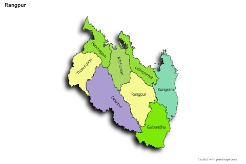 Rangpur için Örnek Haritalar (renkli,gölgeli)