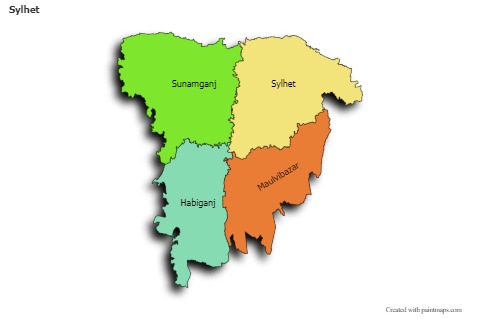 Sample Maps for Sylhet (colored,shadowy)