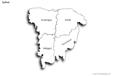 Sample Maps for Sylhet (black-white,shadowy)