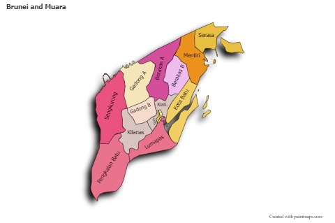 Sample Maps for Brunei and Muara (colored,shadowy)