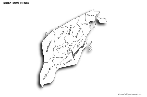 Sample Maps for Brunei and Muara (black-white,shadowy)
