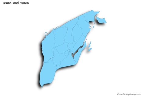 Sample Maps for Brunei and Muara (blue,outline,shadowy)