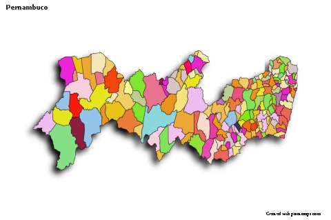 Exemplos de mapas para Pernambuco (colorido,sombreado)