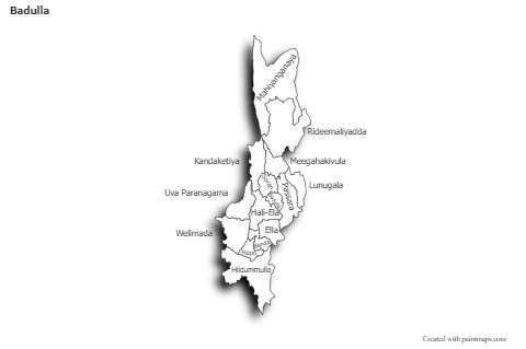 Sample Maps for Badulla (black-white,shadowy)