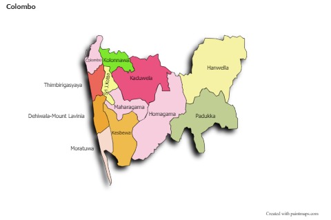 Contoh Peta untuk Colombo (berwarna,bayangan)