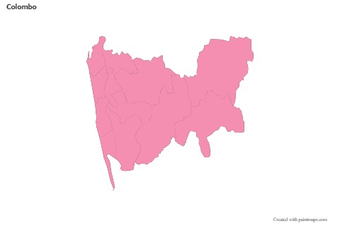 Contoh Peta untuk Colombo (merah jambu,garis besar)