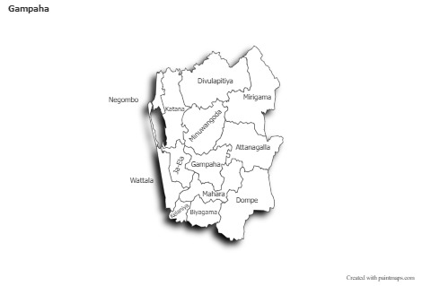Sample Maps for Gampaha (black-white,shadowy)