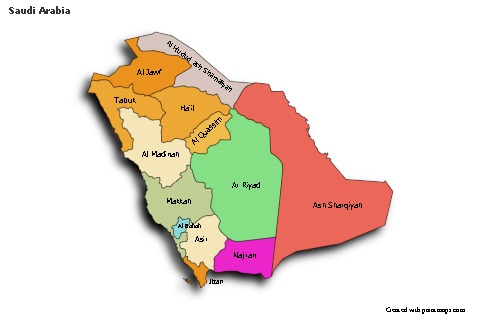 Sample Maps for Saudi Arabia (colored,shadowy)