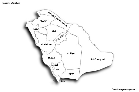 Sample Maps for Saudi Arabia (black-white,shadowy)